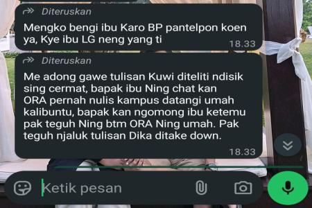 DUGAAN INTIMIDASI KELUARGA MAHASIS