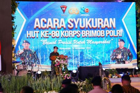 Hadiri Syukuran HUT ke80 Brimob Kapolri Apresiasi Peran Brimob dukung 